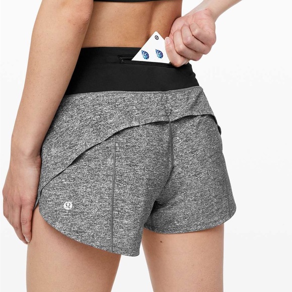 Lululemon speed up short long 4” Heather grey black size 6 - Picture 1 of 5
